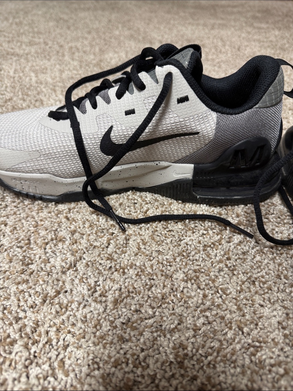 Nike Men’s Air Max White and Navy Mesh Athletic Sneakers